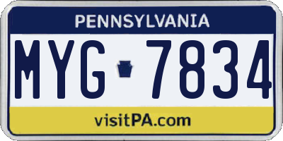 PA license plate MYG7834