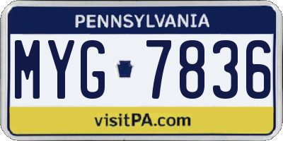 PA license plate MYG7836