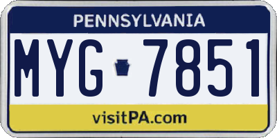 PA license plate MYG7851