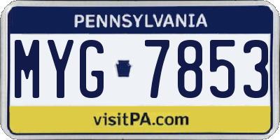 PA license plate MYG7853