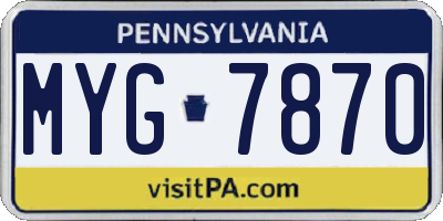 PA license plate MYG7870
