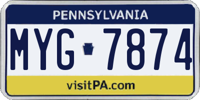 PA license plate MYG7874