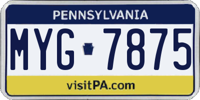 PA license plate MYG7875