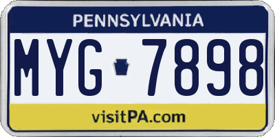 PA license plate MYG7898