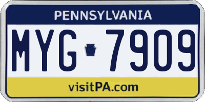 PA license plate MYG7909