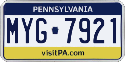 PA license plate MYG7921