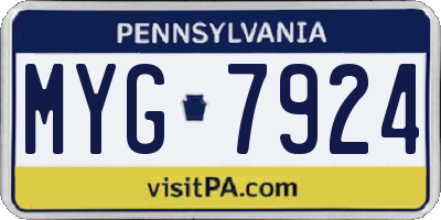 PA license plate MYG7924