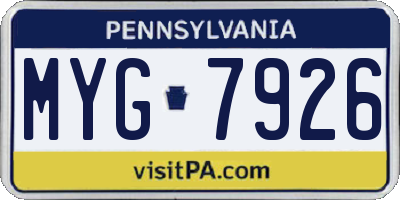 PA license plate MYG7926