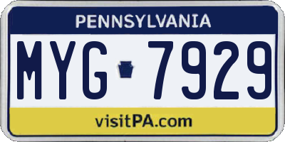 PA license plate MYG7929