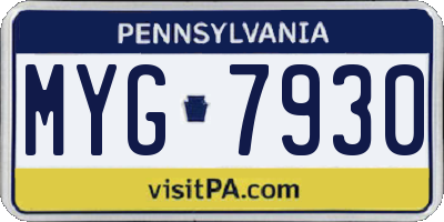 PA license plate MYG7930