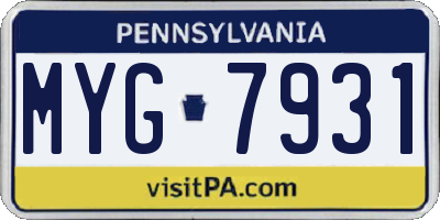 PA license plate MYG7931