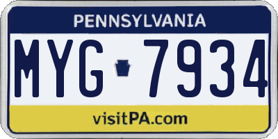 PA license plate MYG7934