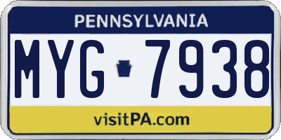 PA license plate MYG7938