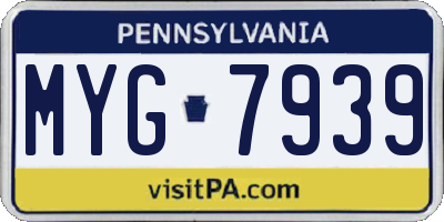 PA license plate MYG7939