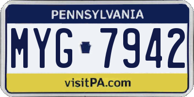 PA license plate MYG7942
