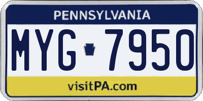 PA license plate MYG7950