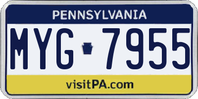 PA license plate MYG7955