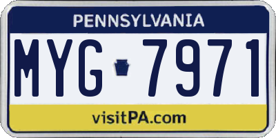 PA license plate MYG7971