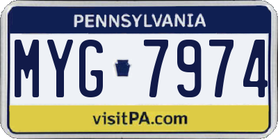 PA license plate MYG7974