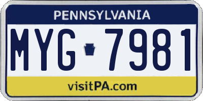 PA license plate MYG7981