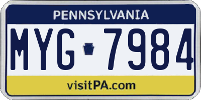 PA license plate MYG7984