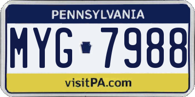 PA license plate MYG7988