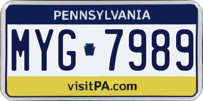 PA license plate MYG7989