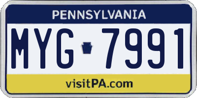 PA license plate MYG7991