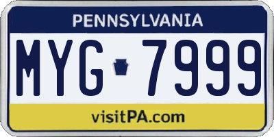 PA license plate MYG7999