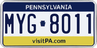 PA license plate MYG8011