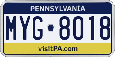 PA license plate MYG8018