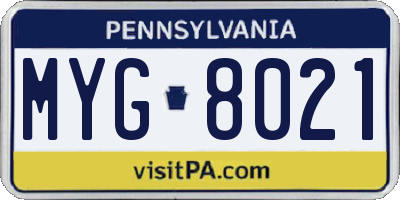 PA license plate MYG8021