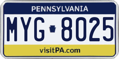 PA license plate MYG8025