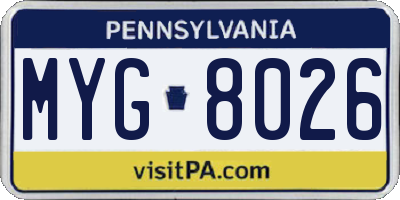 PA license plate MYG8026