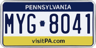 PA license plate MYG8041