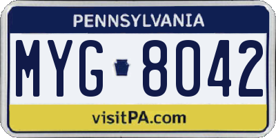 PA license plate MYG8042