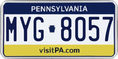 PA license plate MYG8057