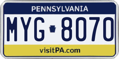 PA license plate MYG8070