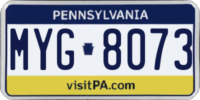 PA license plate MYG8073