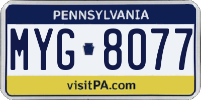 PA license plate MYG8077
