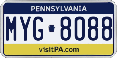 PA license plate MYG8088