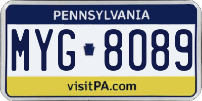 PA license plate MYG8089