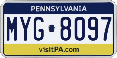 PA license plate MYG8097