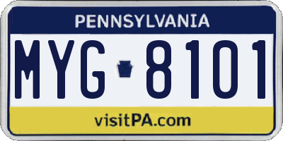 PA license plate MYG8101