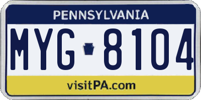 PA license plate MYG8104