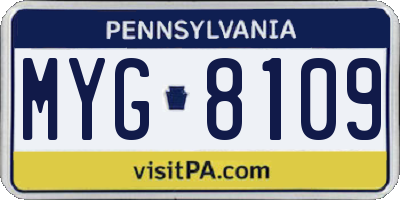 PA license plate MYG8109