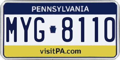 PA license plate MYG8110