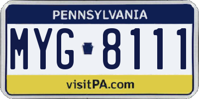 PA license plate MYG8111