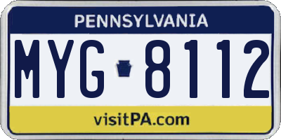 PA license plate MYG8112