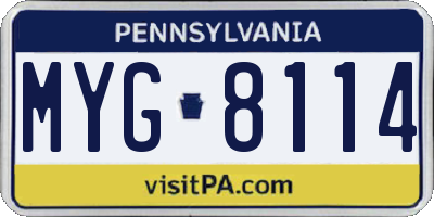PA license plate MYG8114